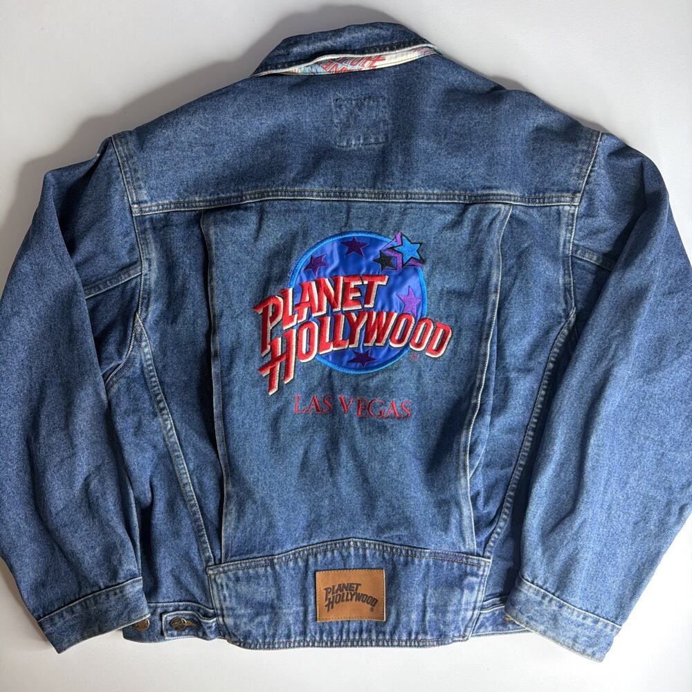 Planet Hollywood Las Vegas Denim Trucker Jacket Adult Medium Jean Vintage 90s - Picture 2 of 11